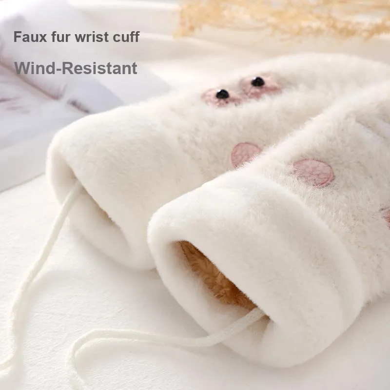 NANJIREN Thickened Knit Gloves Women's-7