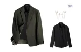 Gray Shirt with Black Brooch