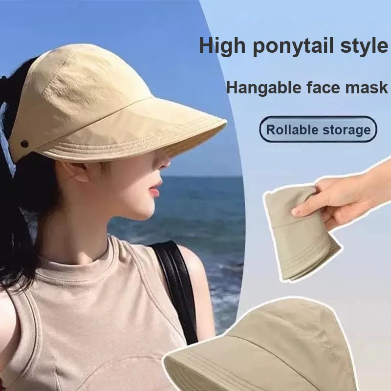 Polyester Material For Hanging Masks Fashion Versatile Multi Style Sun Protection Hat Women's-1