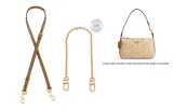 Coach Milk Tea 1.1cm Width Plain Weave Gold Buckle 90-120cm+Free Decorative Chain 40cm