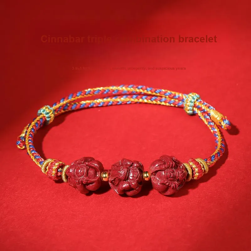 With The Heart Of The Jade Reconstructed Cinnabar Bracelets Unisex-8