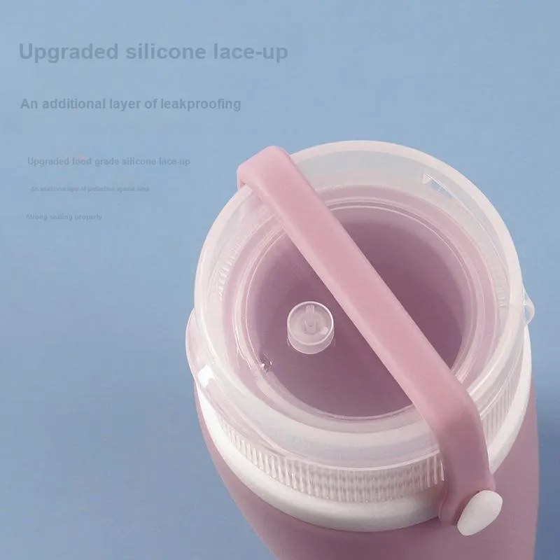 JINGLINGLONG Silicone Lace Up Travel Bag For Cosmetics Shampoo Shower Gel And Lotion With Small Empty Bottles-3