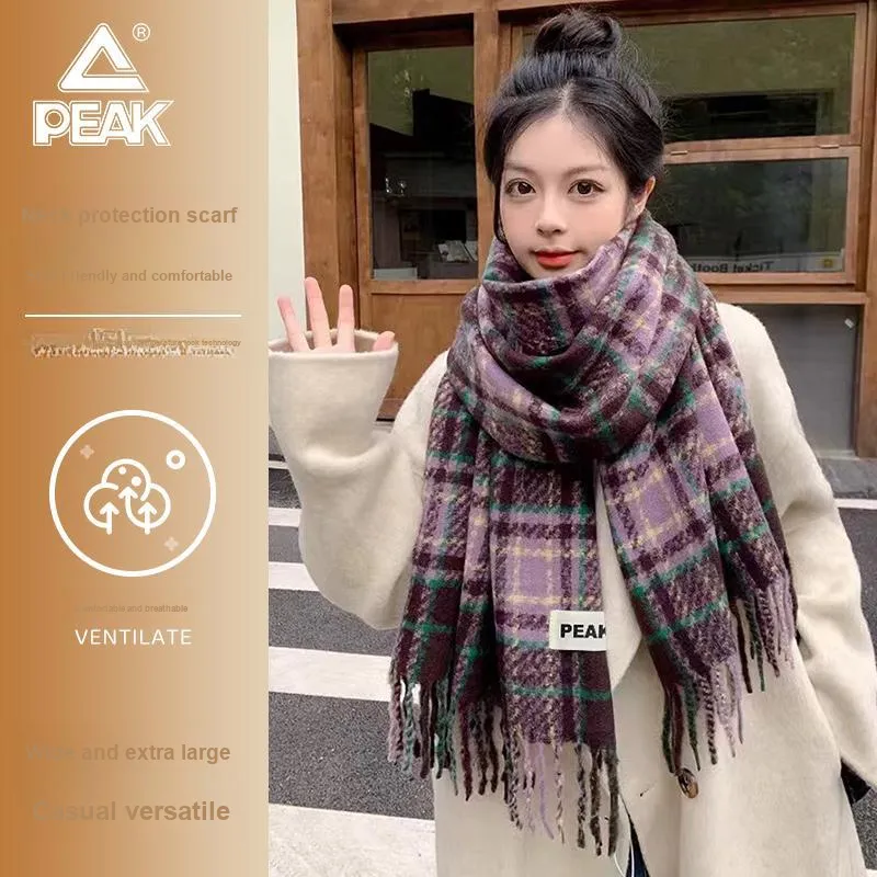 PEAK Polyester Knit Scarves Unisex Dark Green-2
