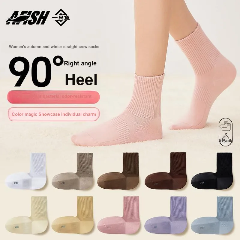 AFISH Mid-Calf Socks Women's Box 5-Pack-30