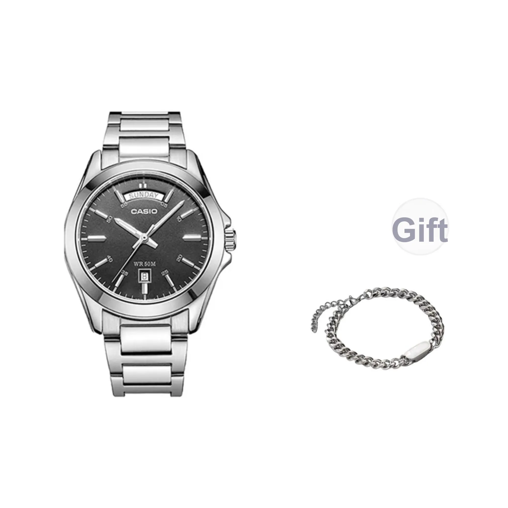 CASIO Кварцевый механизм Часы Мужские Черный циферблат