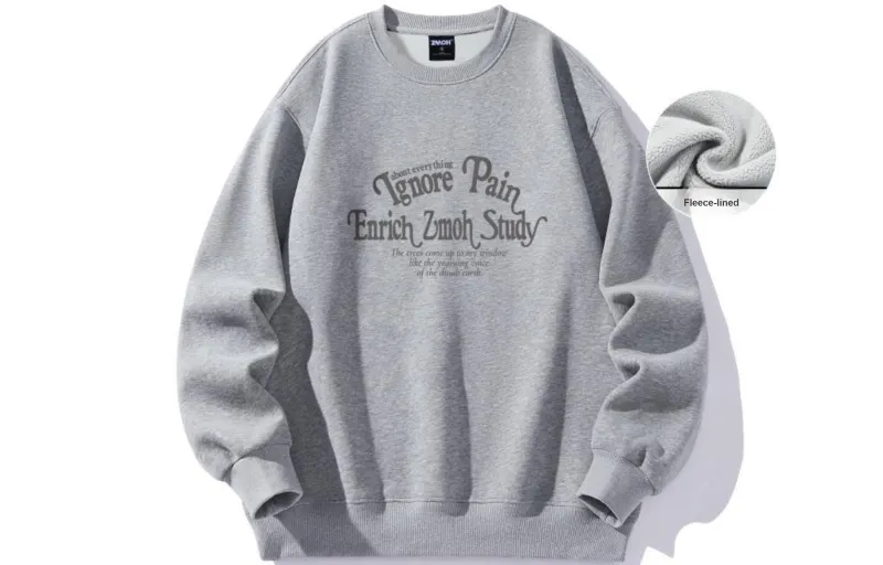 ZMOH Fleece Lined Crew Neck Sweatshirt Men's Couple's-17