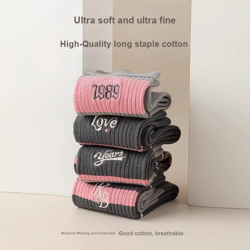 JIAZINI Mid Calf Socks Women's Combo Set-19
