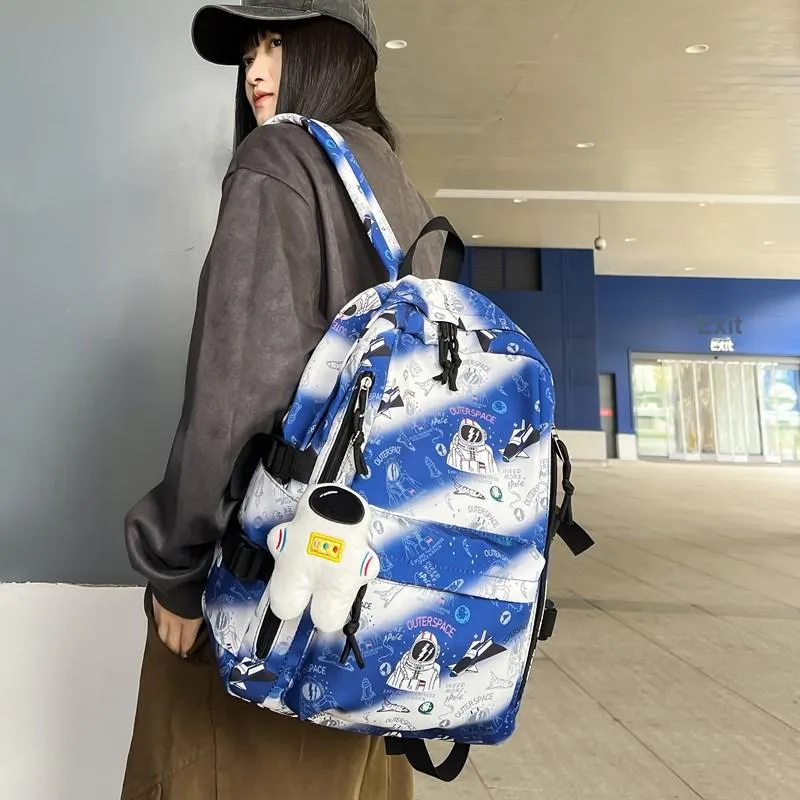 Single Warehouse Nylon Backpack Regular Unisex Blue/Green/Gray/Black-3