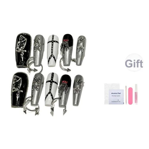 Fanze False Nail Осветляющий Утонченный Элегантный Премиум Feel False Nail Средний LADDER Wa Короткий LADDER Черный Smudge 20мм