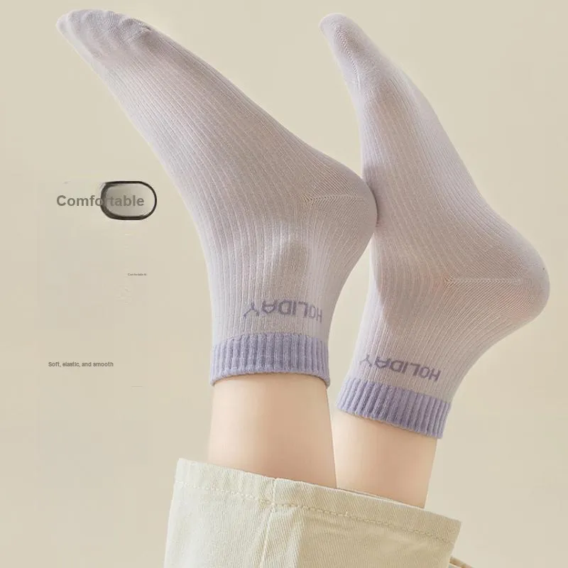PLANDOO Mid Calf Socks Women's 5 Pack-19