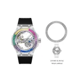 HBR986-Black Strap Rainbow Case+White Bezel