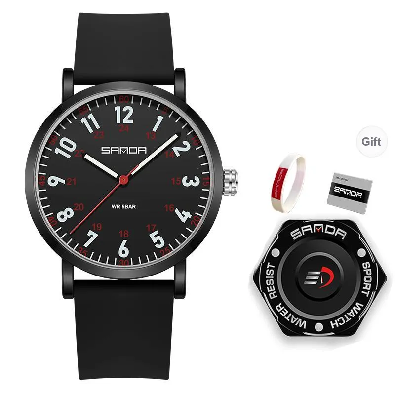 Sanda Quartz Movement Silicone Strap Watch Unisex White Dial-39