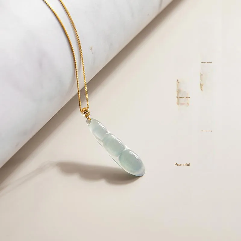Long Fu Glutinous Jade Necklace Holiday Accessory # Good Luck Women's-1