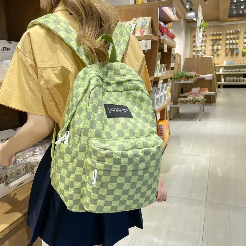 KAMLUI Nylon Backpack Unisex Blue/White/Green/Black-11