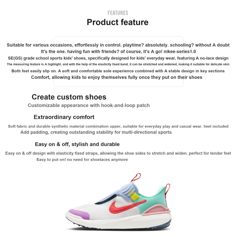 Nike E Series 1.0 Slip Resistant Shock Absorbers Low Top Kids' Running Shoes White Red Unisex-1