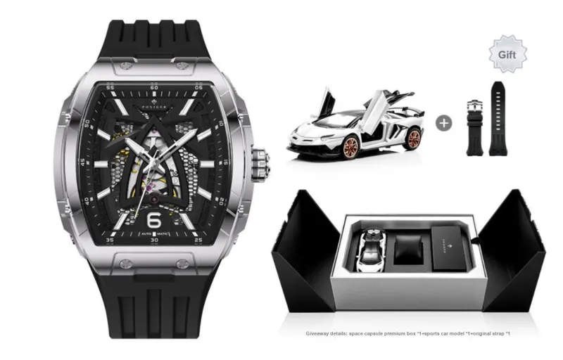PONIGER Automatic Mechanical Movement Watch Men's Watches Black Dial-0