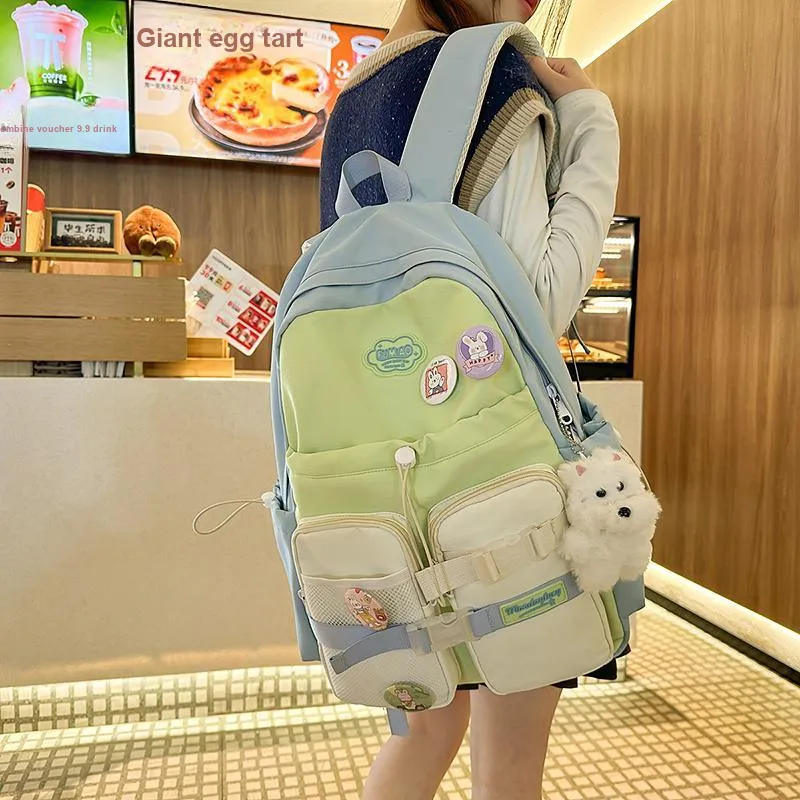 Kaka Tree Nylon Backpack Regular Unisex Black/White/Pink/Green Brown/Blue Green-11