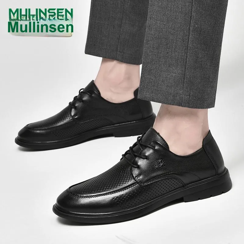 Mulinsen Men's Casual Shoes Men Low Top Black/Black Cut Out-13