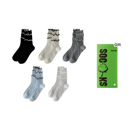 Maycaur Колено Высокие Носки Женские Сумка для покупок 5 пар