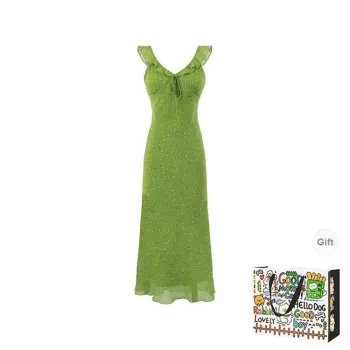 BVODE Slip Dresses Women's Green Shopping Bag