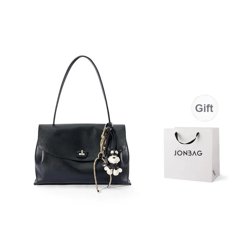 JONBAG Synthetic Leather Shoulder Bag Tubas Women's Black-0