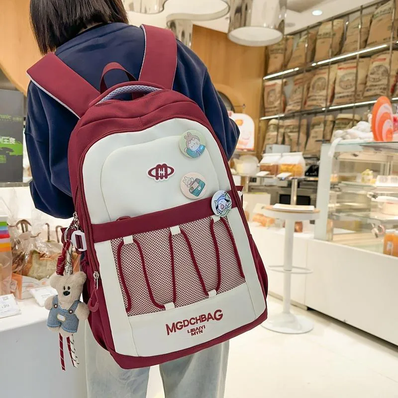 GOBLIN SHARKS 1759 Nylon Backpack Unisex Black Pink/Red/Khaki-11