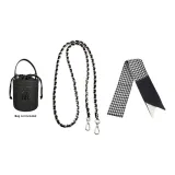 100cm Crossbody Leather Chain+Plaid Silk Scarf