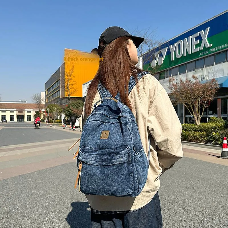 Yalu Nylon Backpack Unisex Blue/Black/Light Blue-5