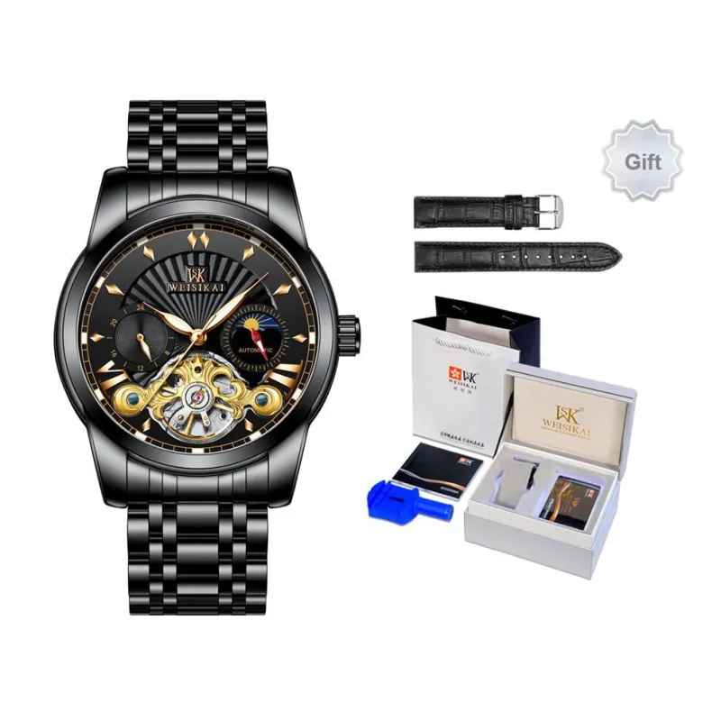 WSK Automatic Mechanical Movement Stainless Steel Watchband Women's Watch White Dial-9