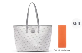 OMTO Polyvinyl Chloride Synthetic Leather Tote Bag Shopping Bag Handbag Shoulder Bag Women's Light Gray