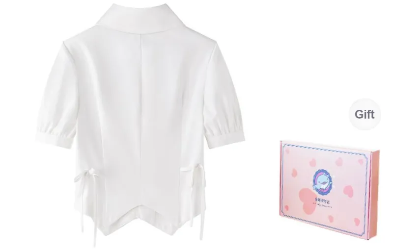 Tokyo Season Shirt Spring And Summer Women's Gift Box Set White Butterfly Prayer Girlish-1