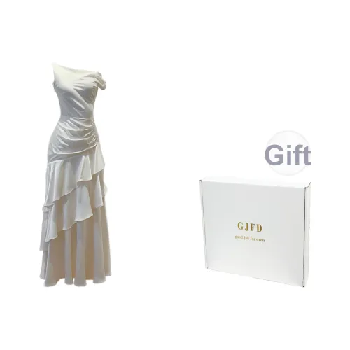 GJFD Фарфоровый белый Женские Платья без рукавов
