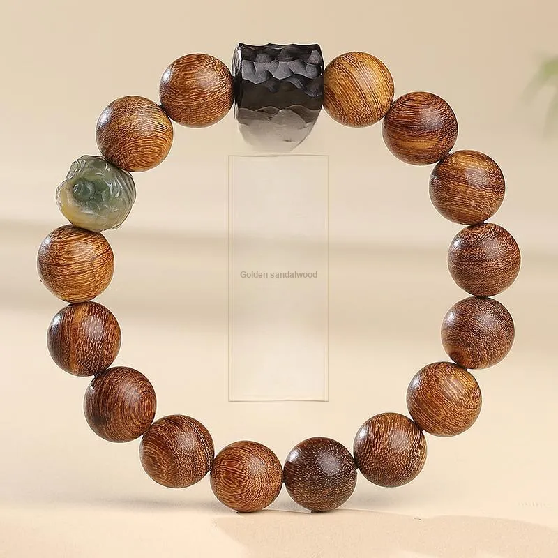 MUSHENGYUAN Golden Sandalwood Wooden Bracelets Unisex-1