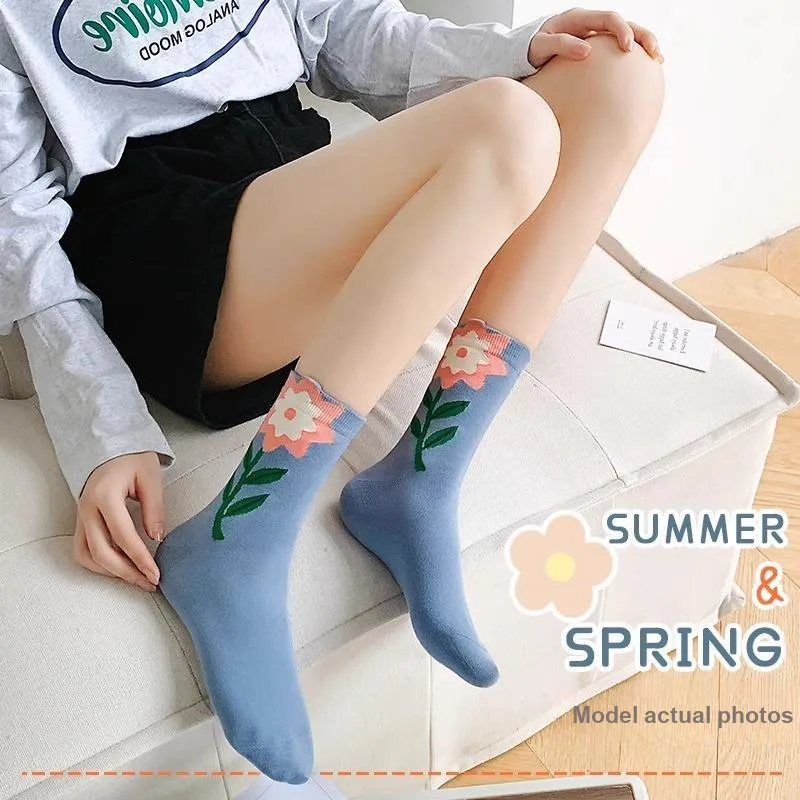 LUOLIAN Mid Calf Socks Women's 5 Pack-4