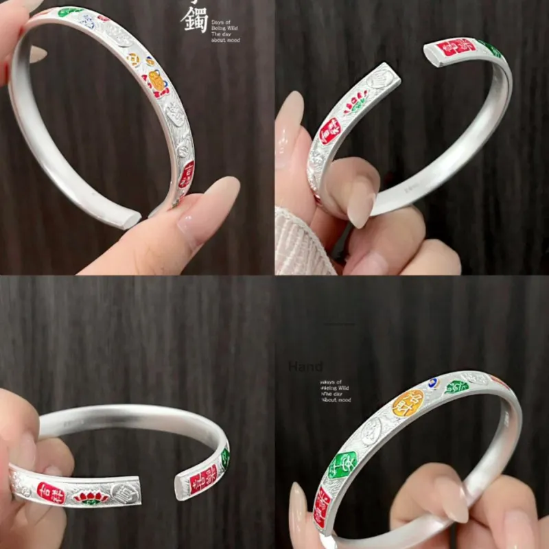HAOYINFANG 999 Fine Silver Sterling Silver Bracelets Unisex-3