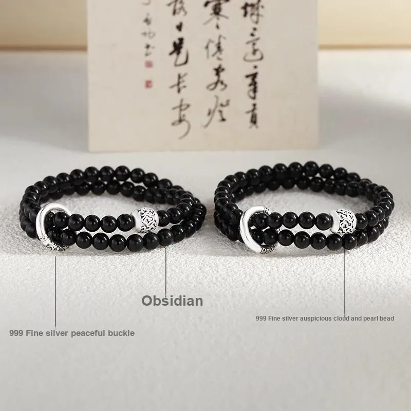 Ostantin Obsidian Bracelets Unisex-3