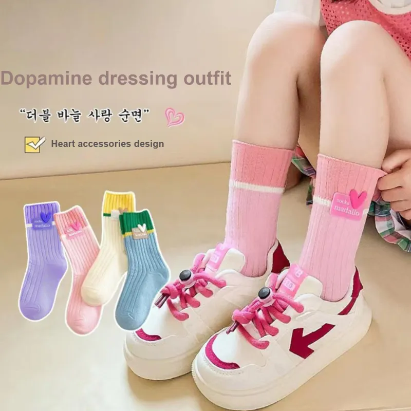 MADALLO Mid Calf Socks Women's 4 Pack Candy-5