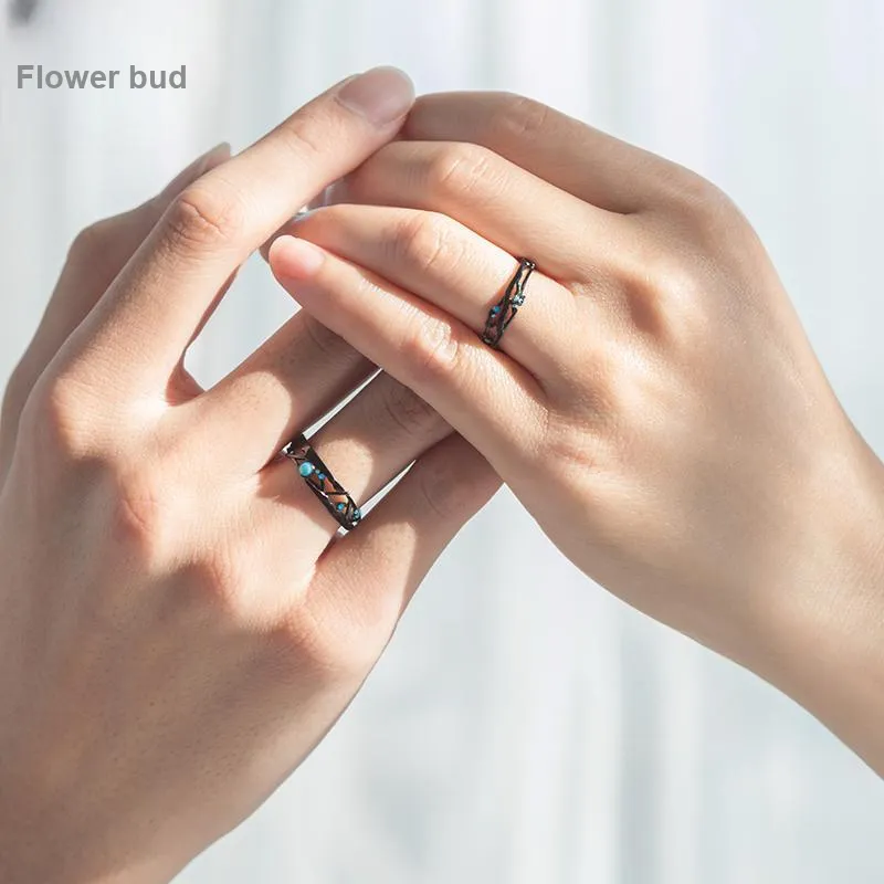 HUAYA 925 Sterling Silver Rings Unisex Black-2