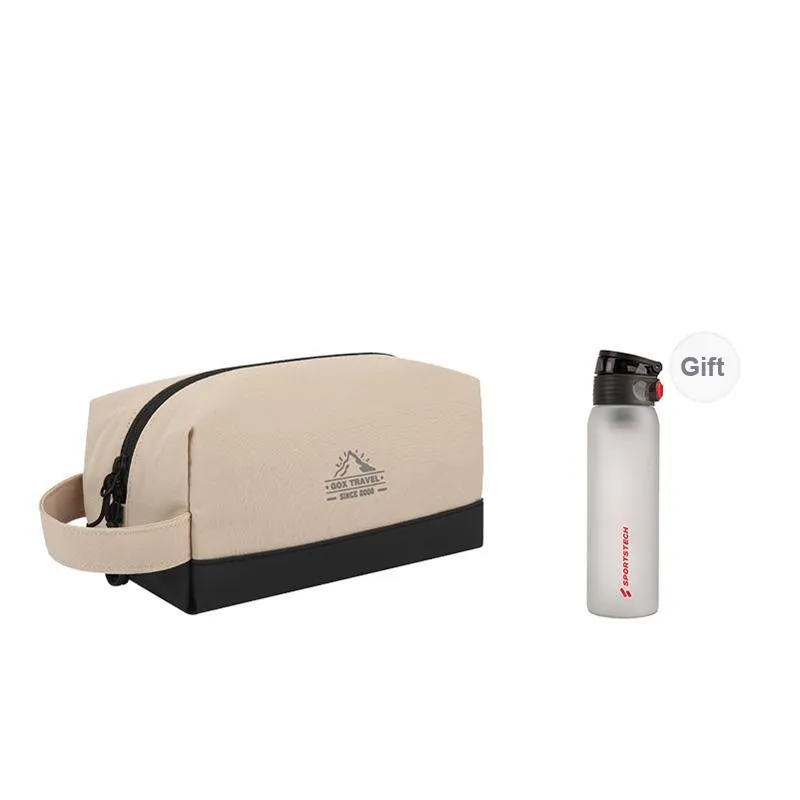 GOX Canvas Sports Single Layer Canvas Bag Toiletry Bag Unisex Ecru Khaki Gray Orange-34