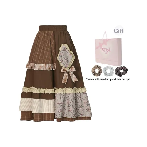 SNBL Повседневный Длинный Юбка Женские Коричневый