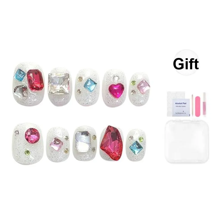 Yun Yue Joe Весенний Летний Премиум Осветляющий False Nail Короткий LADDER Белый Однотонный Flashing