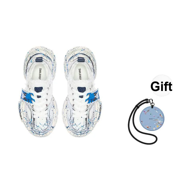 SMILEREPUBLIC SKYLINE Cushioning And Breathable Low Top Chunky Sneakers Unisex Silver White-5