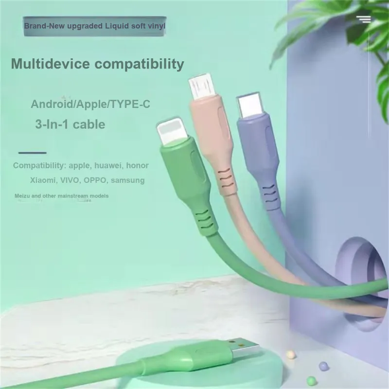 X IT 1.2M All in one 1 to 3 Compatibility Apple Huawei Xiaomi OPPO Cell Phone Transfer Charging Cable Cables-3