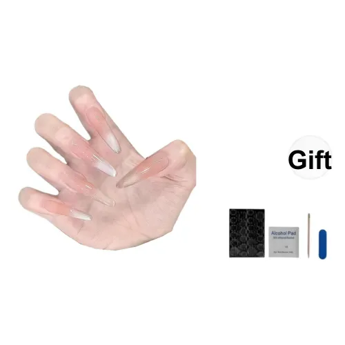 OUYUJI Ручной работы Готовый товар Съемный Pure Desire Свет Кошачий глаз False Nail Миндаль Длинный Заостренный Нюдовый