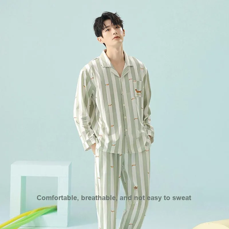 WANANNI Pajama Set Men's Light Green-4