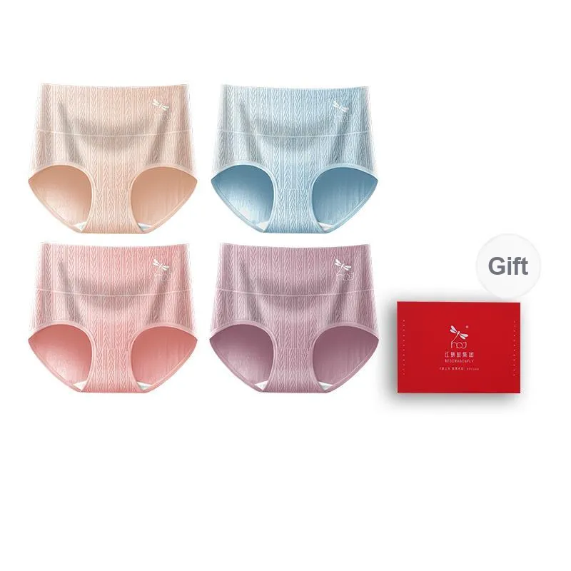 RED DRAGONFLY Cotton Panties Women's 4 Pack Gift Box Set-12