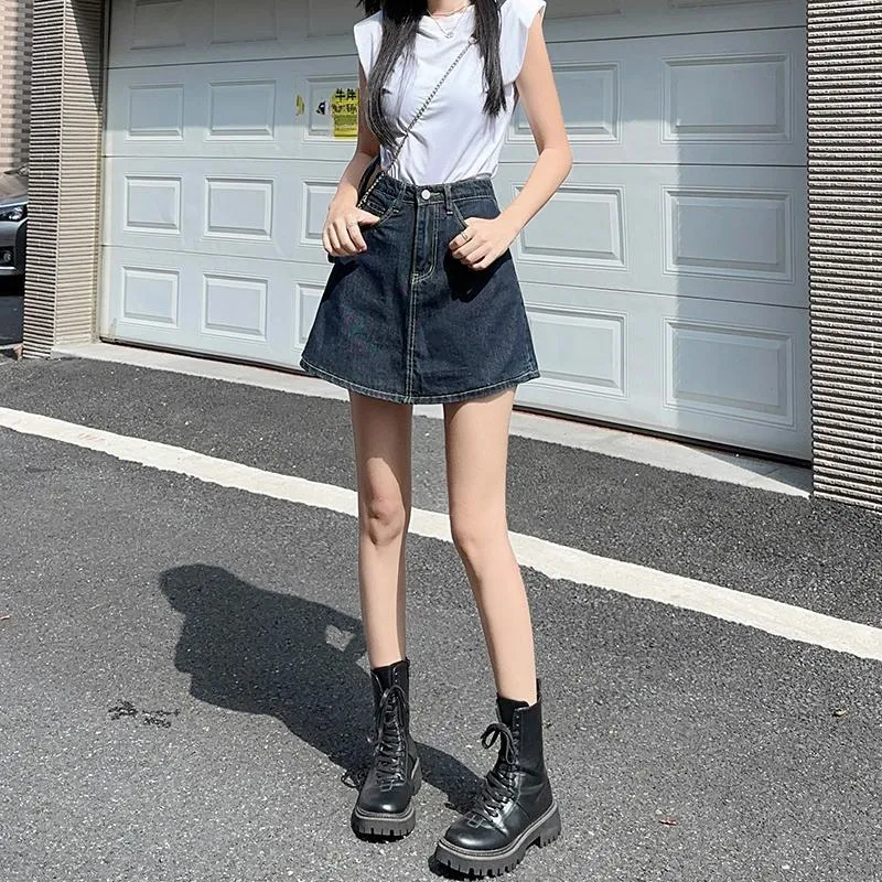 MM Denim Short Skirts Women's Dark Blue-4