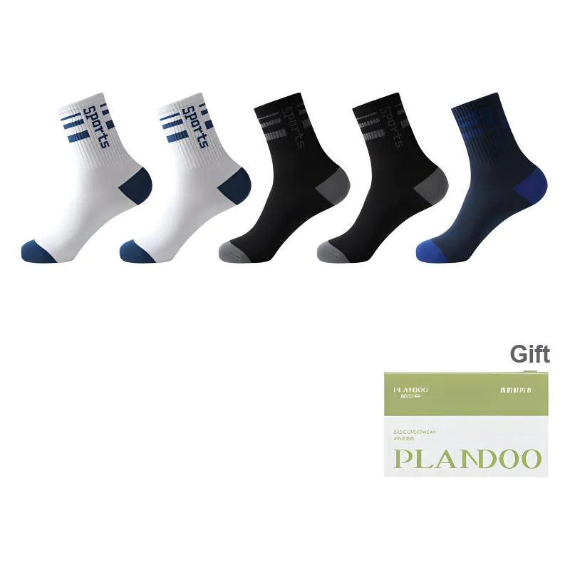 PLANDOO Mid Calf Socks Men's Shopping Bag 5 Pack-4