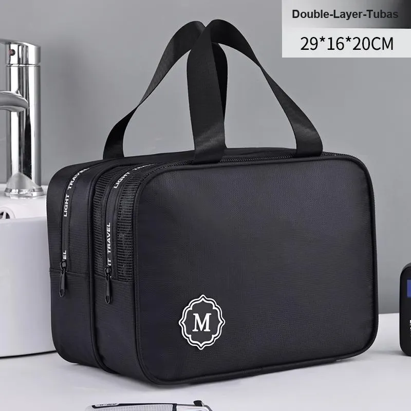 QEEDNS Wet/Dry Separation Double Layer Premium Waterproof Portable Large Capacity Makeup Bags-3