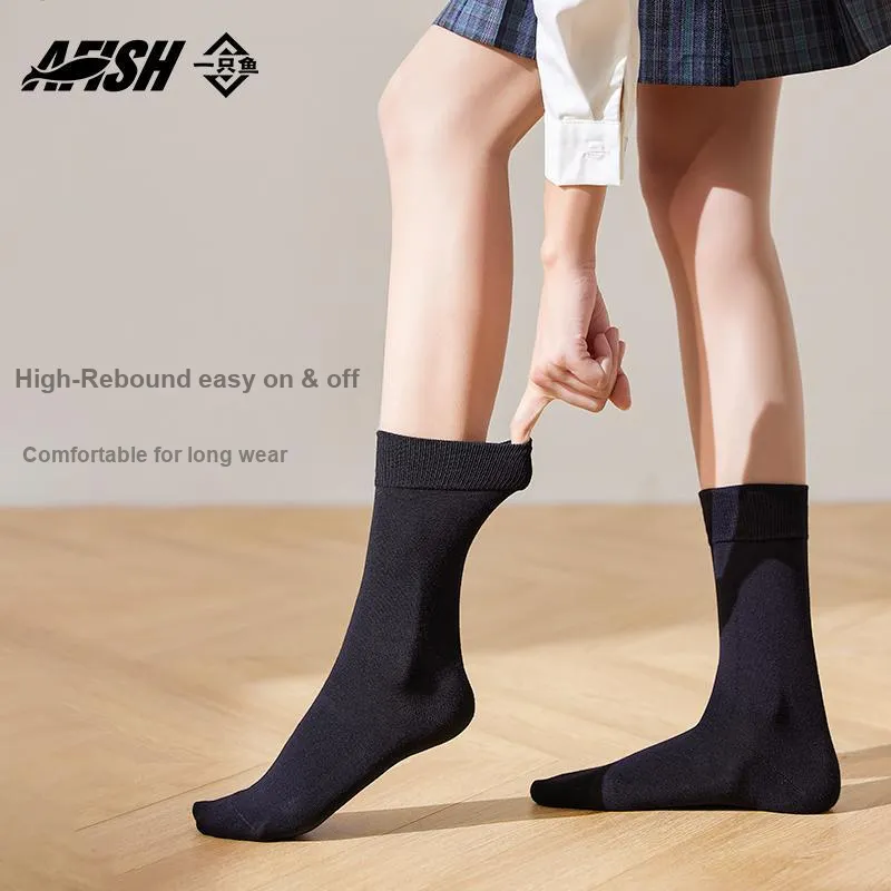 AFISH Mid Calf Socks Women's Shopping Bag Black-16